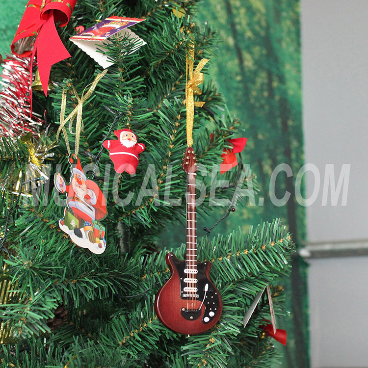 Mini guitar wooden christmas tree ornament fo